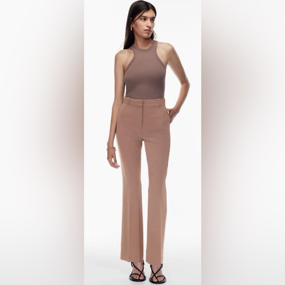 Aritzia Tan High-Waisted Trousers